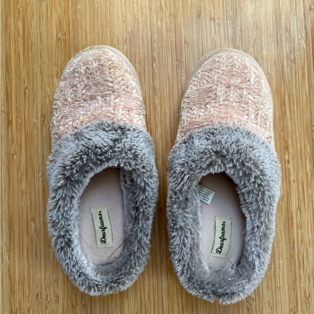 Dearfoams Blush and Charcoal Slippers